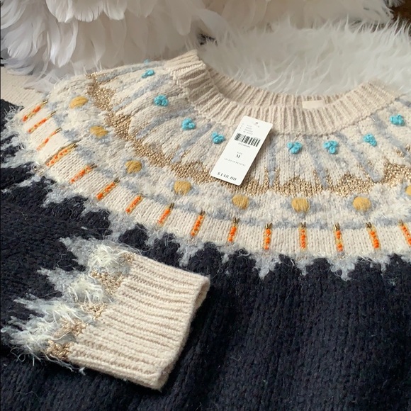 SOLD! Anthropologie fair isle sparkle sweater - Picture 3 of 9